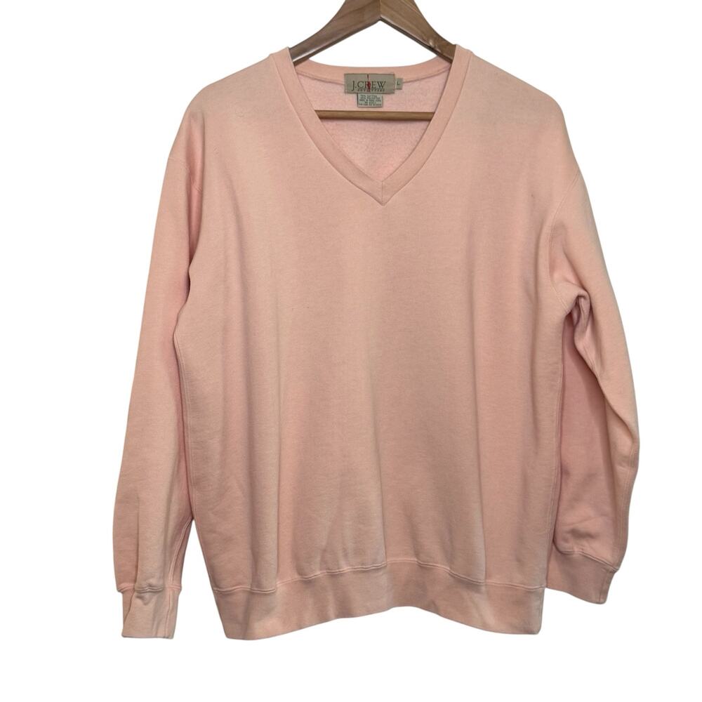 Vintage J, Crew Outfitters Peach Large Cotton Blend V-Neck Pullover Sweatshirt